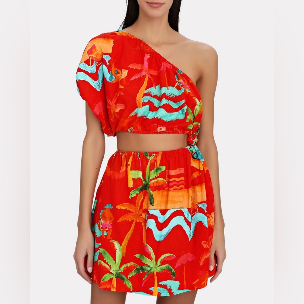FARM Rio NWT Red Ipanema One Shoulder Cutout Mini Dress
